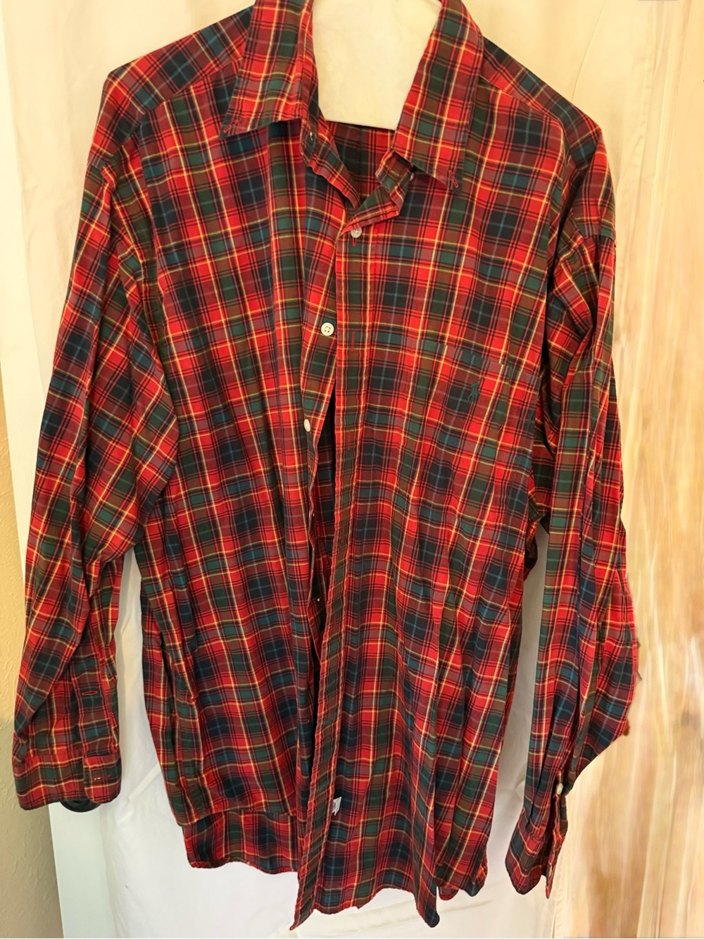 Ralph Lauren Red and Green Plaid Button-Down Shirt